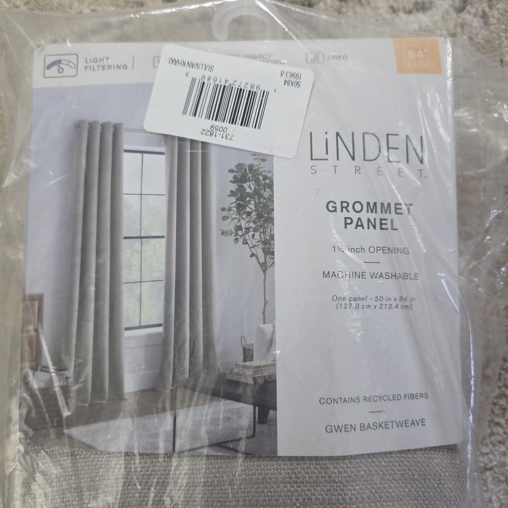 NWT LINDEN Sullivan Khaki Grommet Panel 50x84